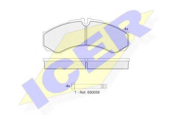 Комплект гальмівних колодок, дискове гальмо ICER 141208
