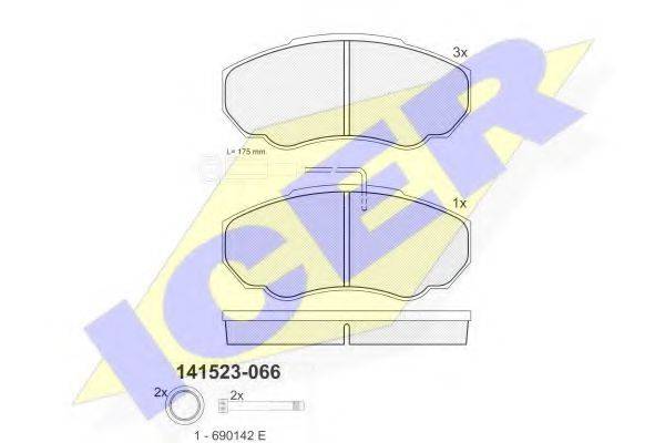 Комплект гальмівних колодок, дискове гальмо ICER 141523