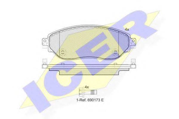Комплект гальмівних колодок, дискове гальмо ICER 142219
