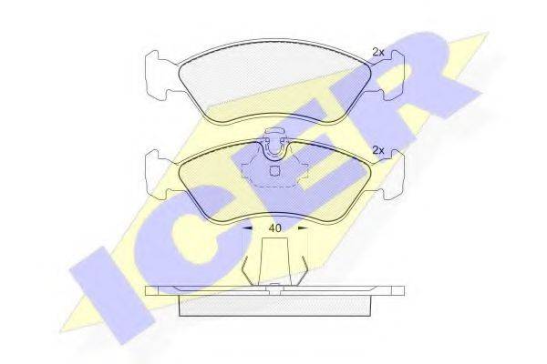 Комплект гальмівних колодок, дискове гальмо ICER 181152