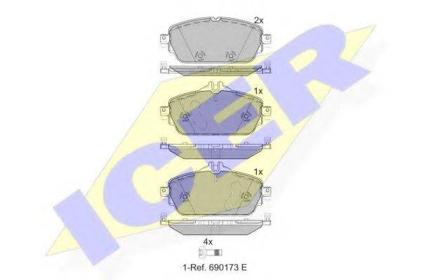 Комплект гальмівних колодок, дискове гальмо ICER 182212