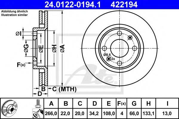 Тормозной диск ATE 24.0122-0194.1