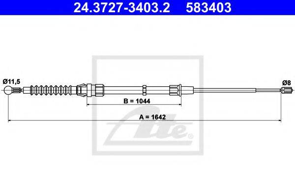Трос, стоянкова гальмівна система ATE 24.3727-3403.2