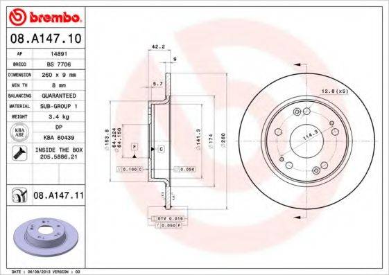 Тормозной диск BREMBO 08.A147.11