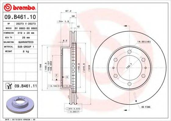 Тормозной диск BREMBO 09.B461.11
