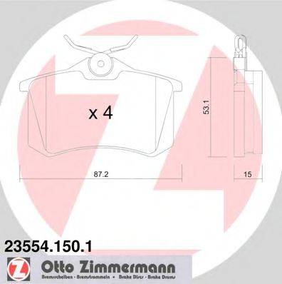 Комплект гальмівних колодок, дискове гальмо ZIMMERMANN 23554.150.1