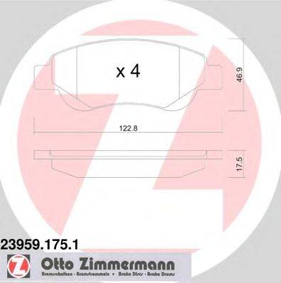 Комплект гальмівних колодок, дискове гальмо ZIMMERMANN 23959.175.1