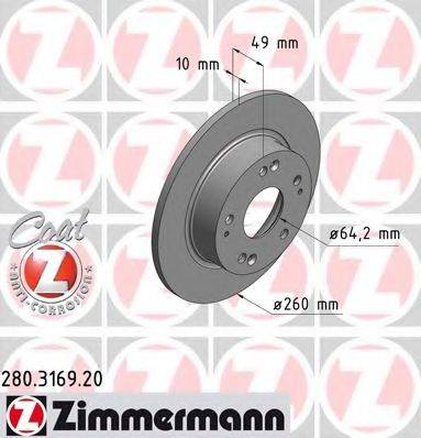 Тормозной диск ZIMMERMANN 280.3169.20
