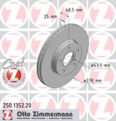 гальмівний диск ZIMMERMANN 250.1352.20