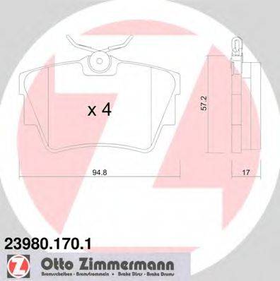 Комплект гальмівних колодок, дискове гальмо ZIMMERMANN 23980.170.1