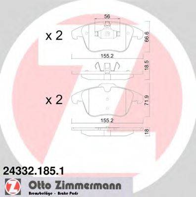 Комплект гальмівних колодок, дискове гальмо ZIMMERMANN 24332.185.1