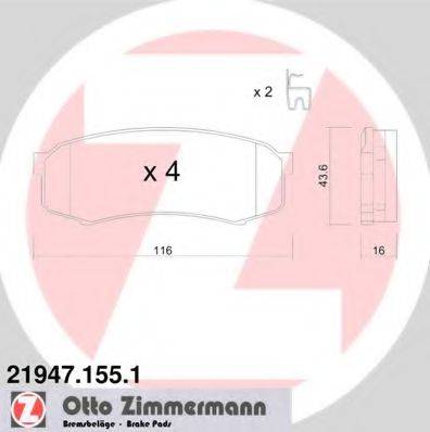 Комплект гальмівних колодок, дискове гальмо ZIMMERMANN 21947.155.1