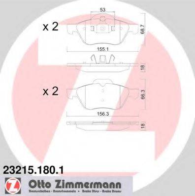 Комплект гальмівних колодок, дискове гальмо ZIMMERMANN 23215.180.1