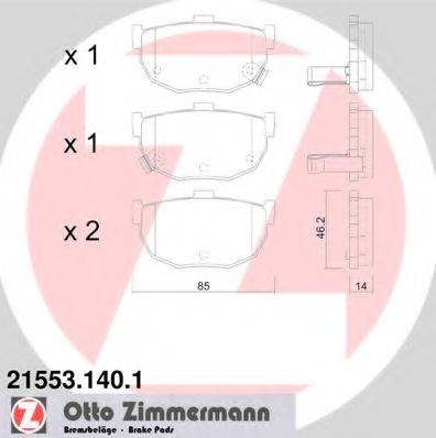 Комплект гальмівних колодок, дискове гальмо ZIMMERMANN 21553.140.1