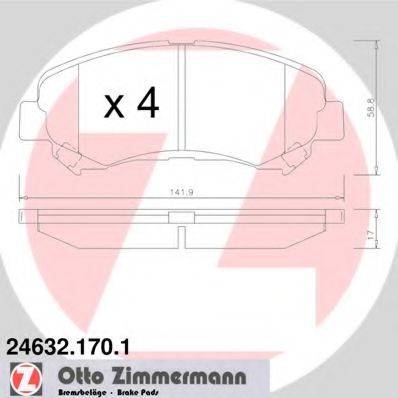 Комплект гальмівних колодок, дискове гальмо ZIMMERMANN 24632.170.1