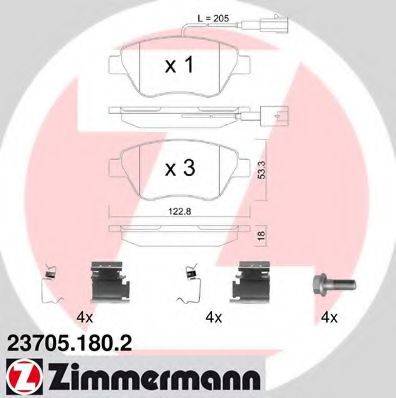 Комплект гальмівних колодок, дискове гальмо ZIMMERMANN 23705.180.2
